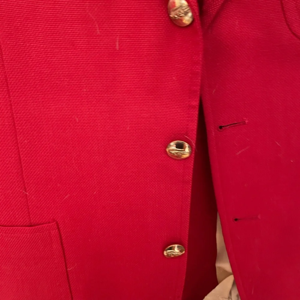 Lacoste vintage vibrant red twill  blazer.  No size or fabric content. Gorgeous. - Picture 2 of 14